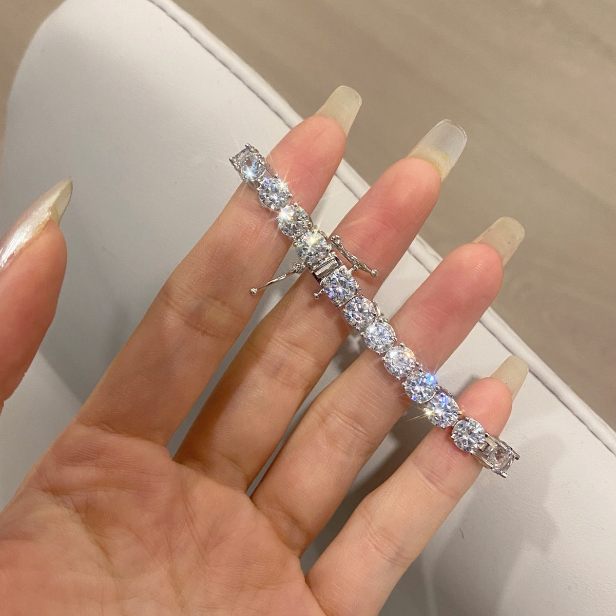 [Clara Jewels]Ornate Sparkling Round Cut Wedding Bracelet