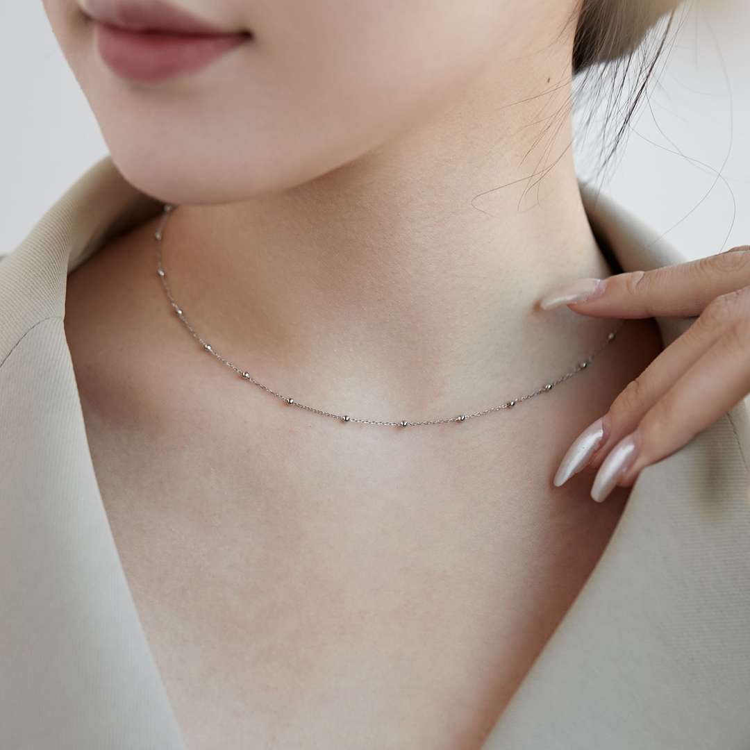 [Clara Jewels]Small Bead Clavicle Chain Simple Necklace