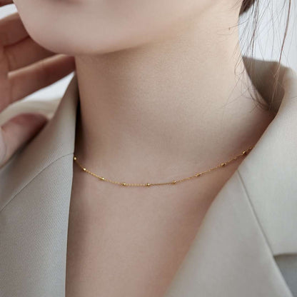 [Clara Jewels]Small Bead Clavicle Chain Simple Necklace