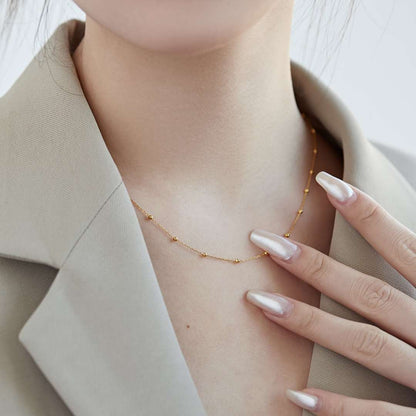 [Clara Jewels]Small Bead Clavicle Chain Simple Necklace
