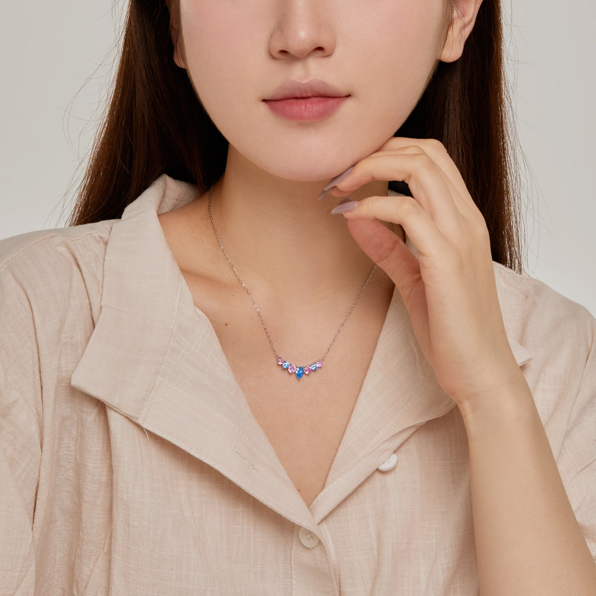 [Clara Jewels]Dainty Colorful Heart Necklace