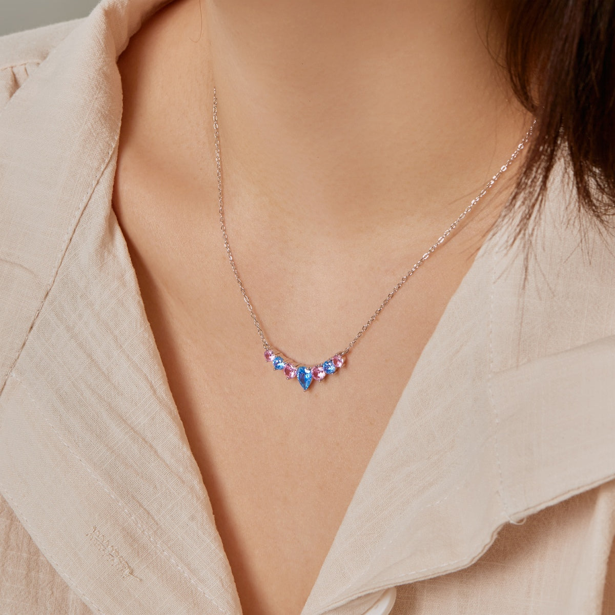 [Clara Jewels]Dainty Colorful Heart Necklace