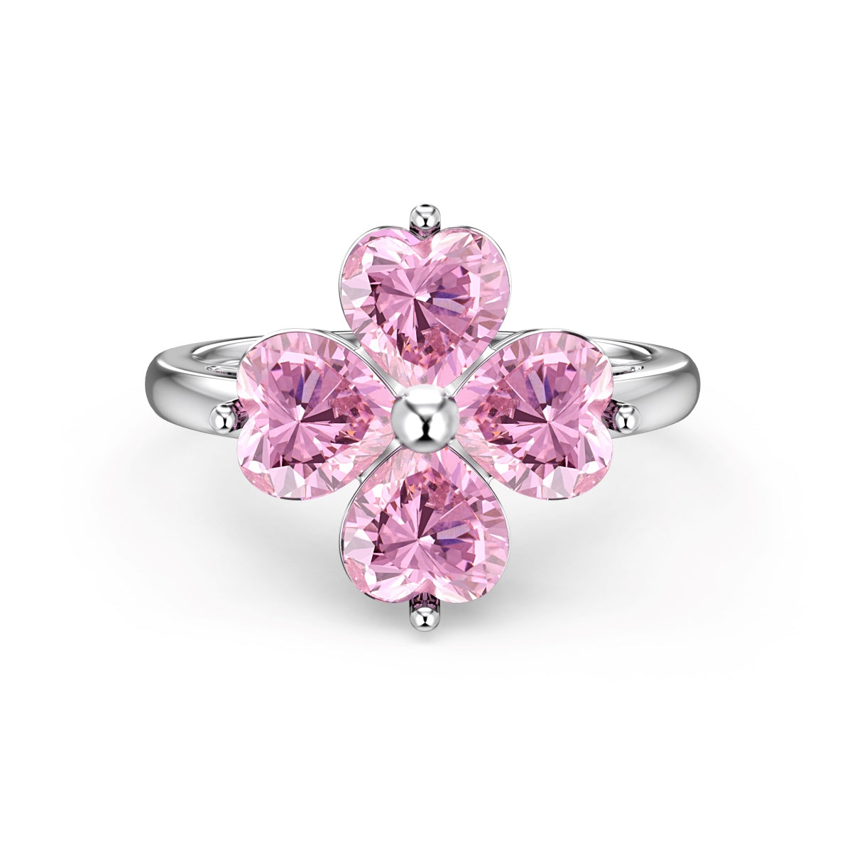 [Clara Jewels]Heart-shaped Four-Leaf Clover Ball Ring