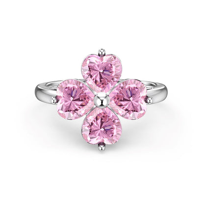 [Clara Jewels]Heart-shaped Four-Leaf Clover Ball Ring