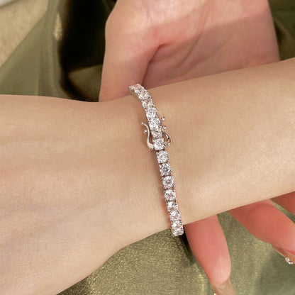 [Clara Jewels]Luxurious Ornate Round Cut Tennis Bracelet