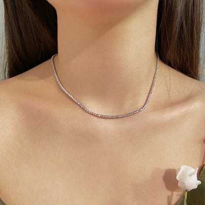 [Clara Jewels]Delicate Round Shape Tennis Necklace