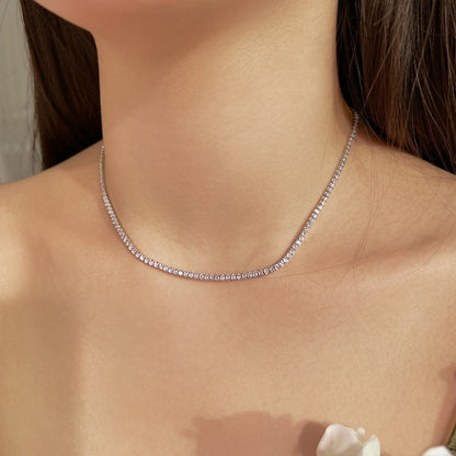 [Clara Jewels]Delicate Round Shape Tennis Necklace