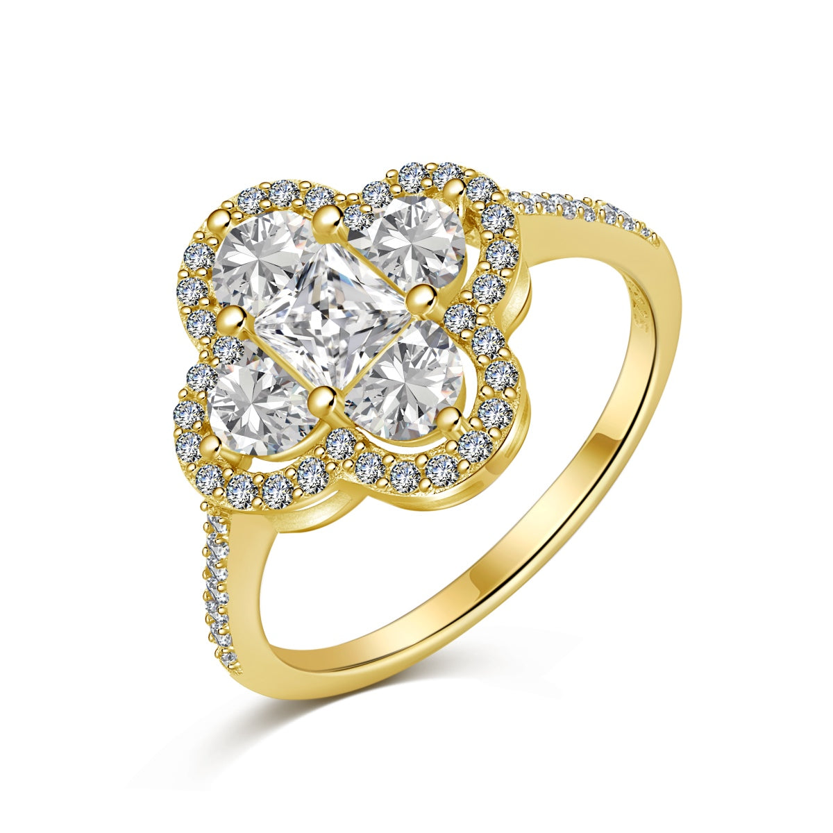 [Clara Jewels]Luxurious Eternity Flower Shape Banquet Ring