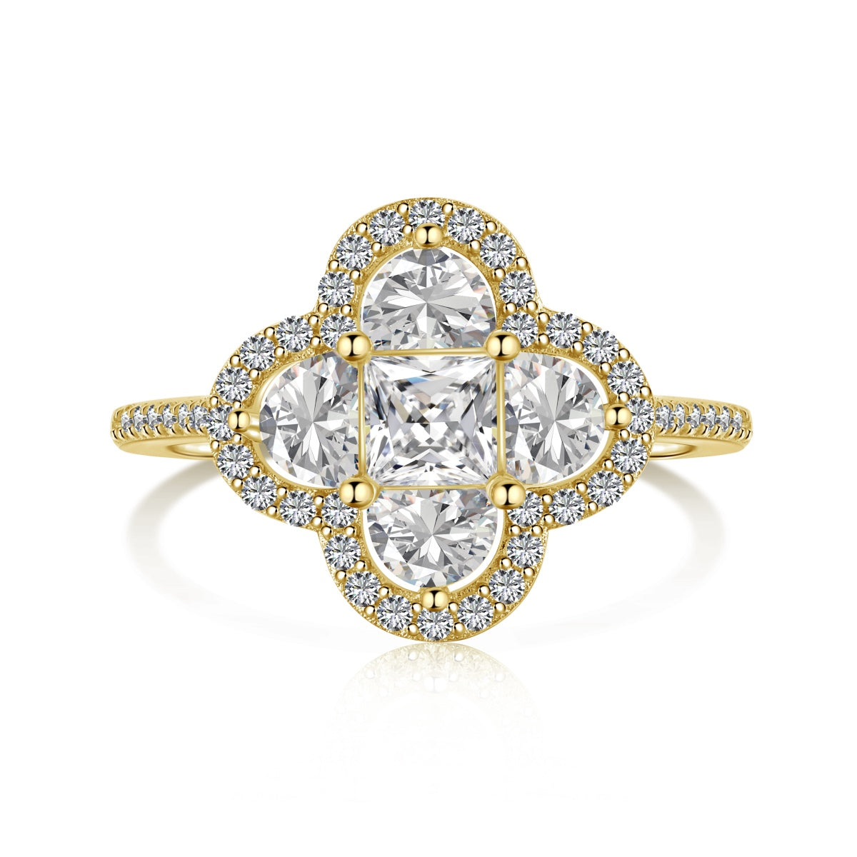 [Clara Jewels]Luxurious Eternity Flower Shape Banquet Ring
