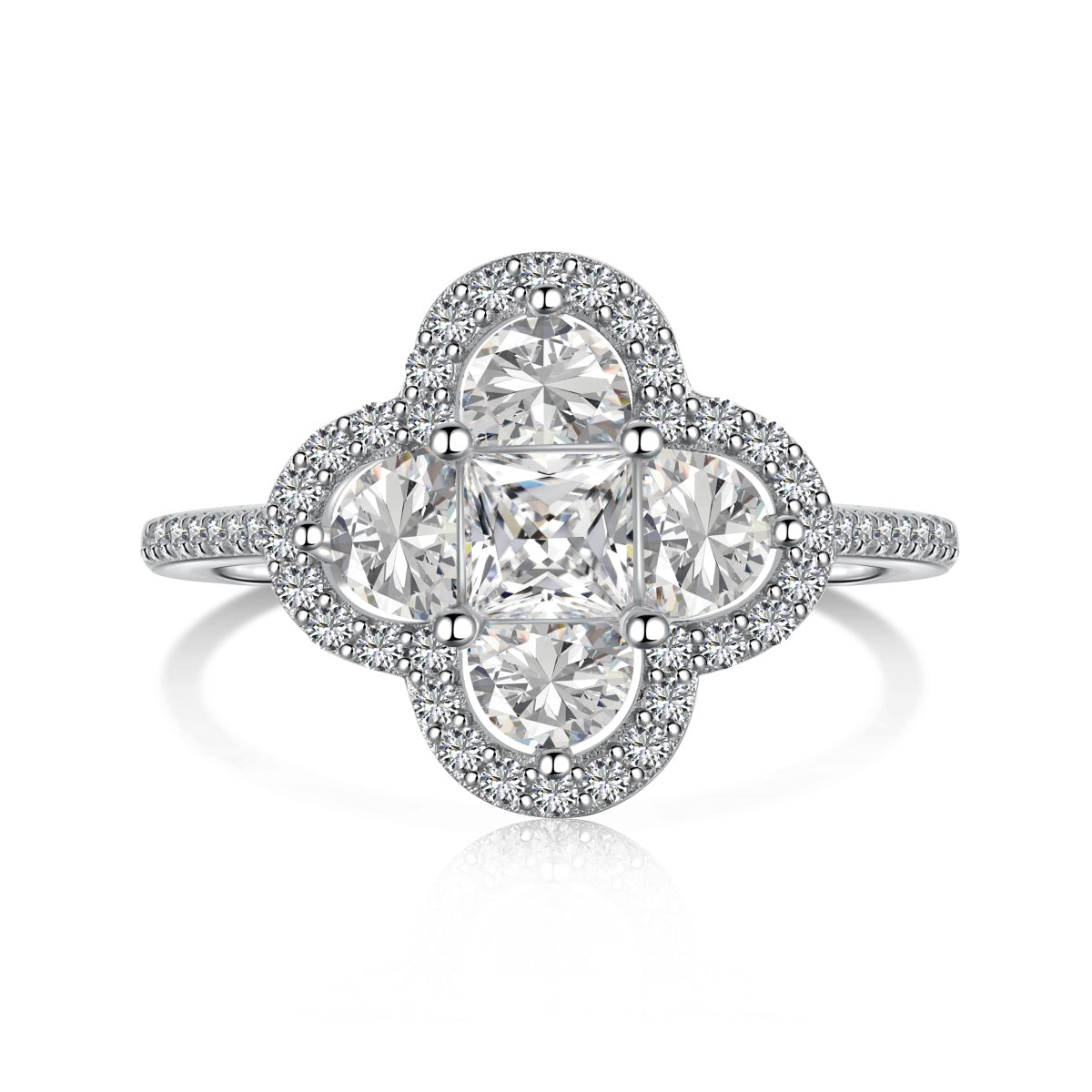 [Clara Jewels]Luxurious Eternity Flower Shape Banquet Ring