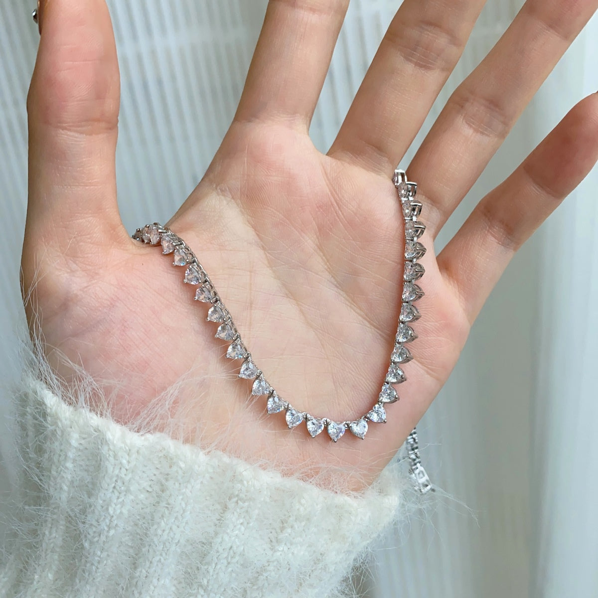 [Clara Jewels]Ornate Heart Cut Tennis Necklace