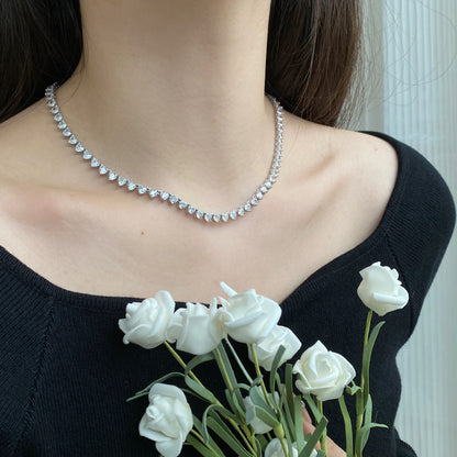 [Clara Jewels]Ornate Heart Cut Tennis Necklace