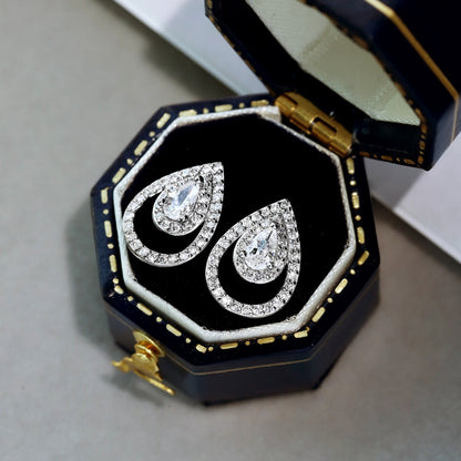 [Clara Jewels]Sparkling Delicate Water Drop Shape Daily Earrings