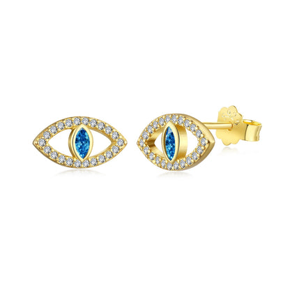 [Clara Jewels]Blue Devil Eyes Hollow Stud Earrings
