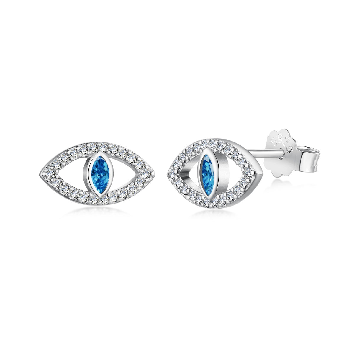 [Clara Jewels]Blue Devil Eyes Hollow Stud Earrings