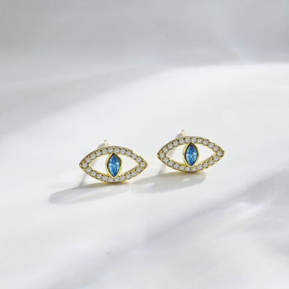 [Clara Jewels]Blue Devil Eyes Hollow Stud Earrings