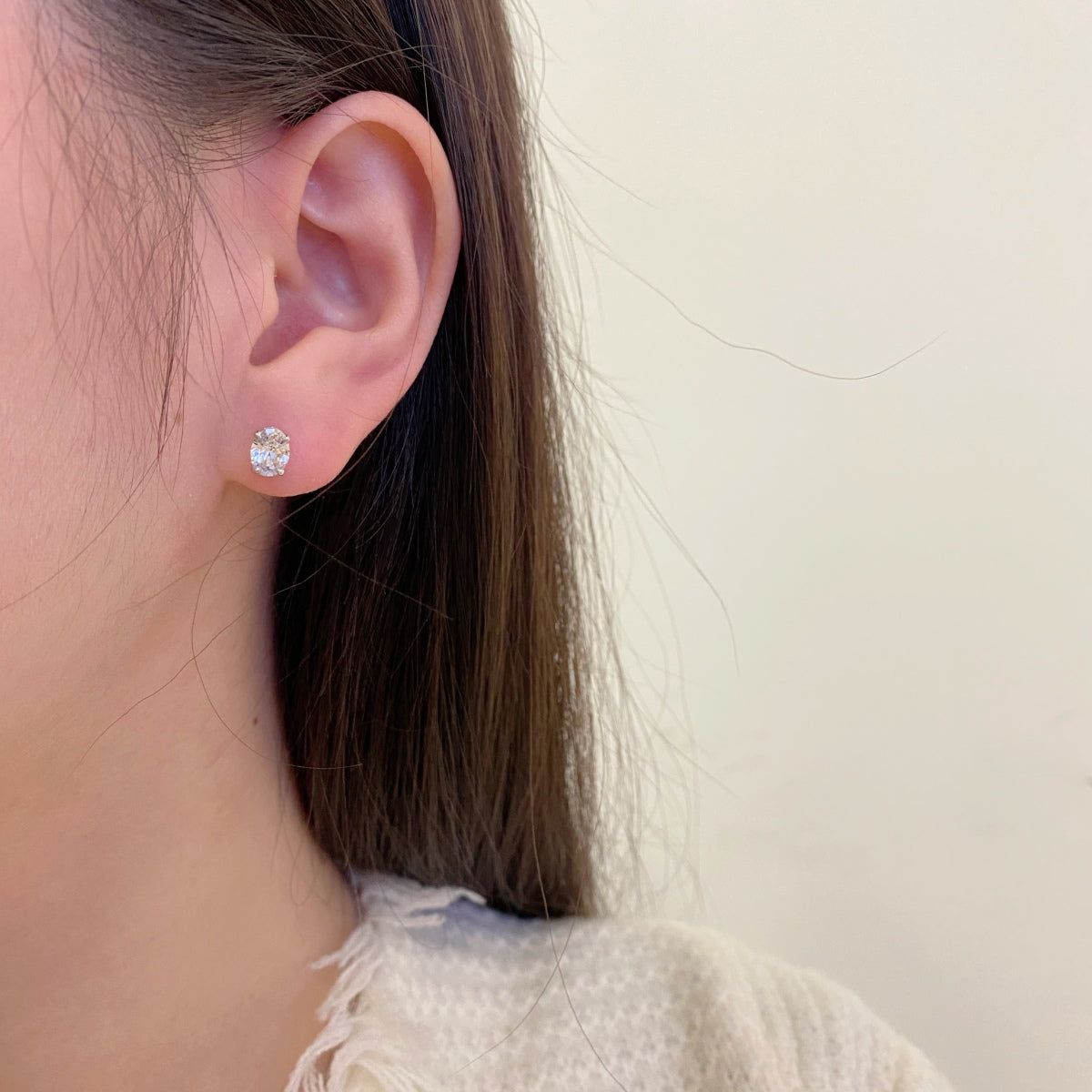 [Clara Jewels]Oval Classic Dignified Elegant Earrings