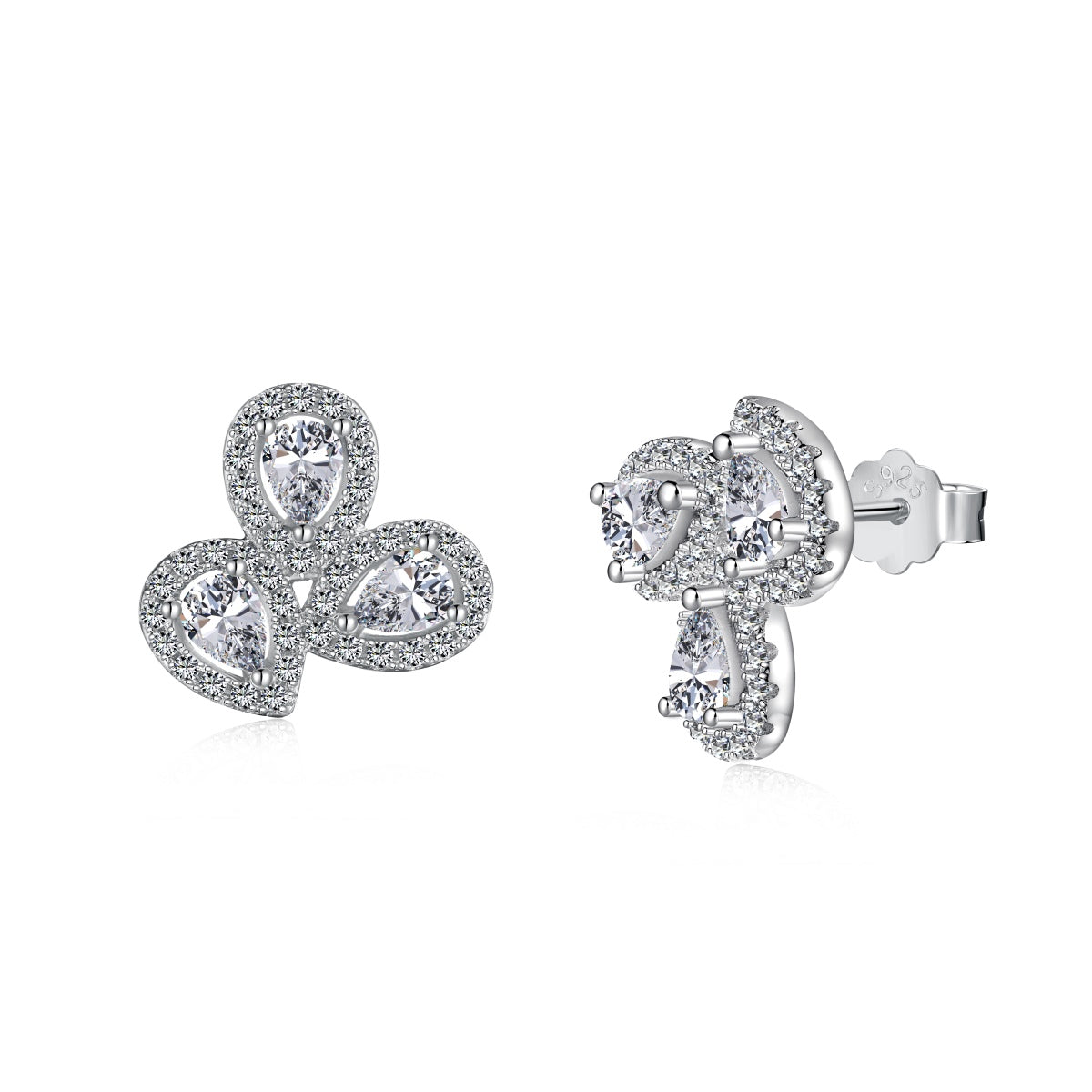[Clara Jewels]Ornate Flower Shape Pear Cut Lover Earrings