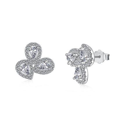 [Clara Jewels]Ornate Flower Shape Pear Cut Lover Earrings