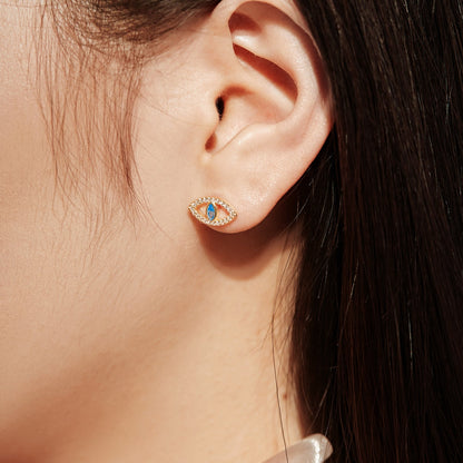 [Clara Jewels]Blue Devil Eyes Hollow Stud Earrings