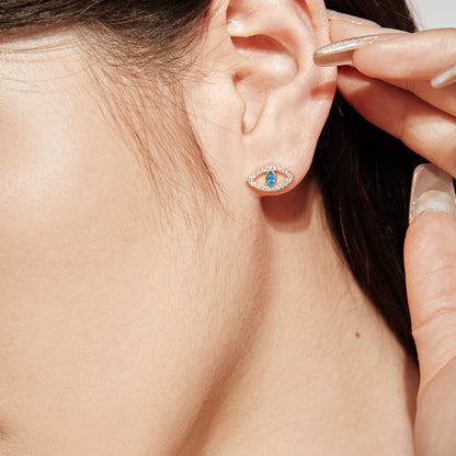 [Clara Jewels]Blue Devil Eyes Hollow Stud Earrings