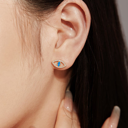 [Clara Jewels]Blue Devil Eyes Hollow Stud Earrings