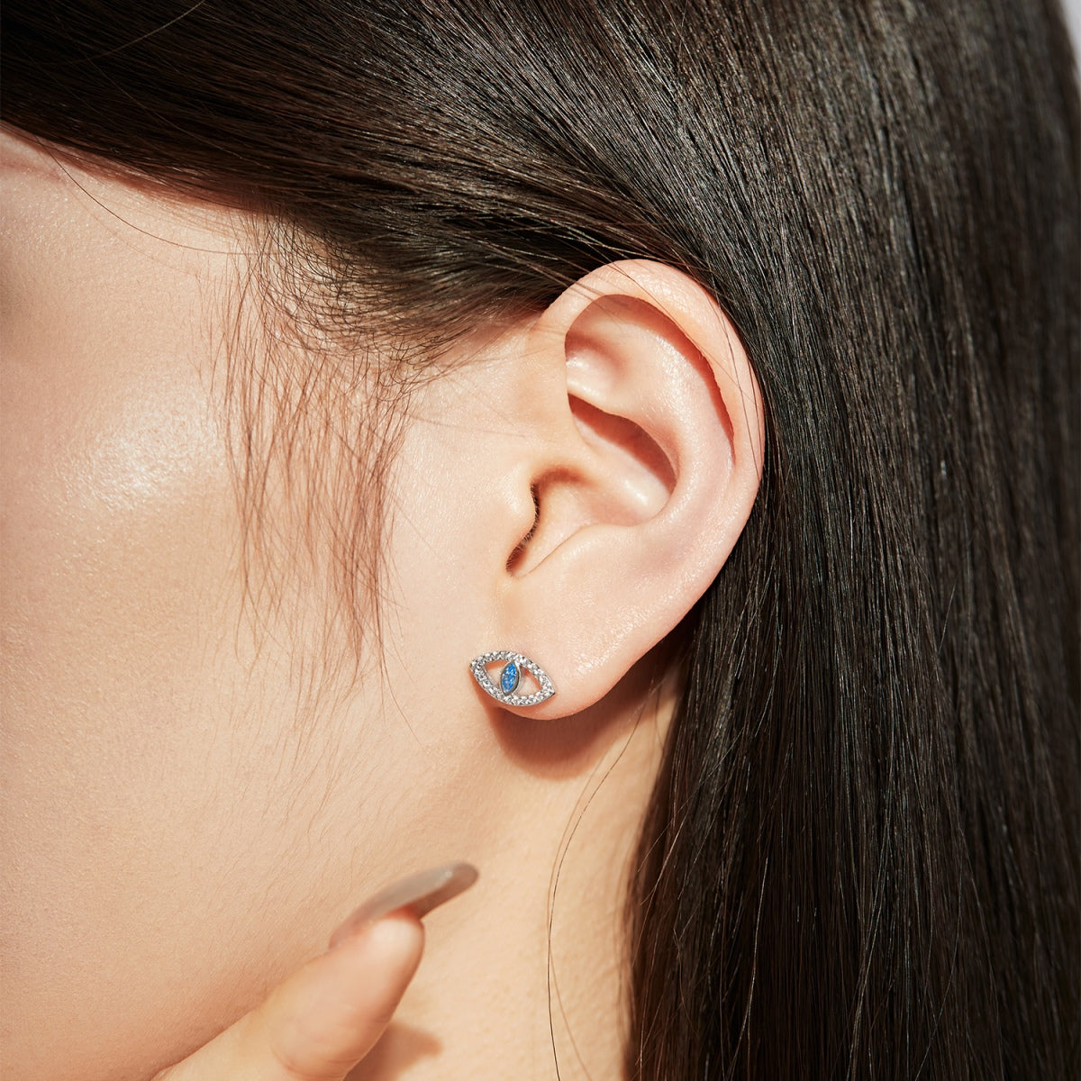 [Clara Jewels]Blue Devil Eyes Hollow Stud Earrings