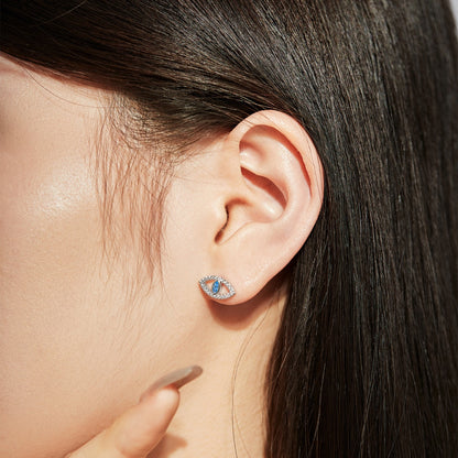 [Clara Jewels]Blue Devil Eyes Hollow Stud Earrings