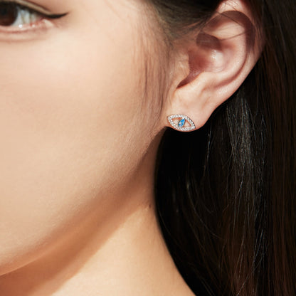 [Clara Jewels]Blue Devil Eyes Hollow Stud Earrings