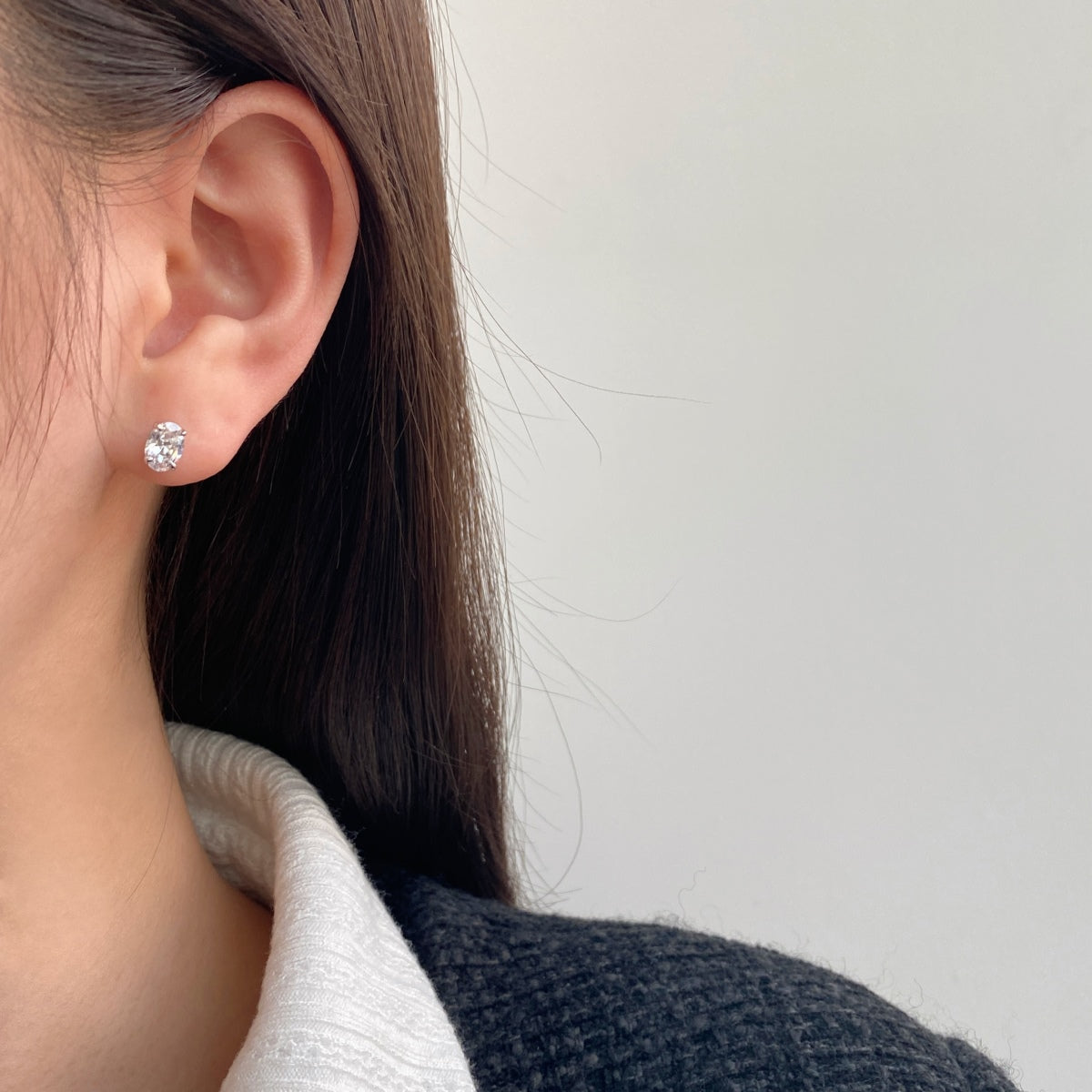 [Clara Jewels]Oval Classic Dignified Elegant Earrings