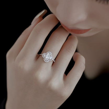 [Clara Jewels]Luxurious Eternity Flower Shape Banquet Ring