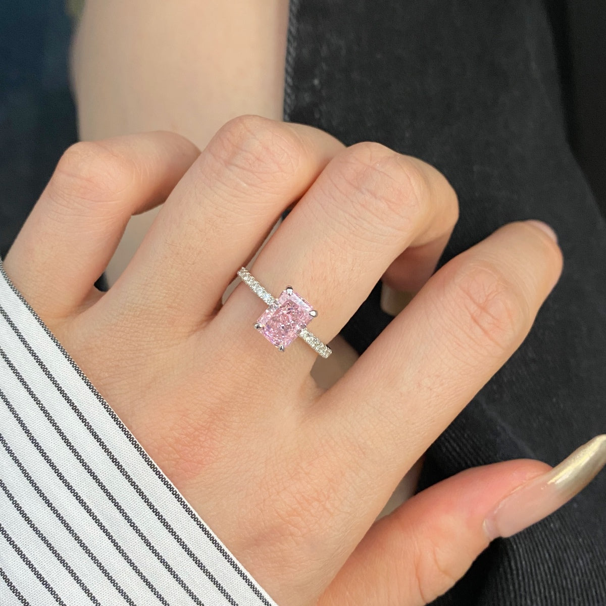 [Clara Jewels]2.0 Carat Dazzling Sparkling Radiant Cut Party Ring