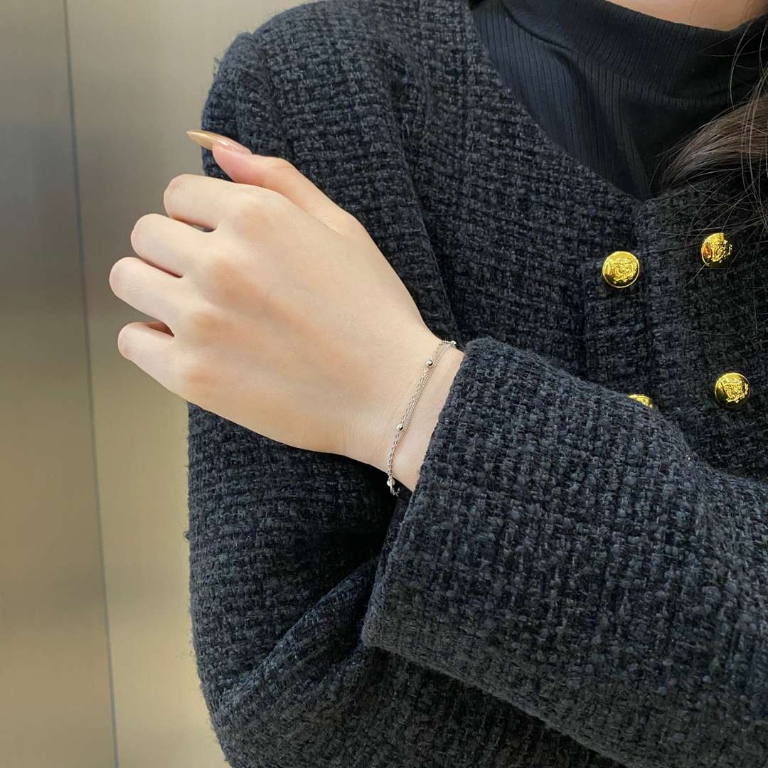 [Clara Jewels]Delicate Bead Double Layer Bracelet