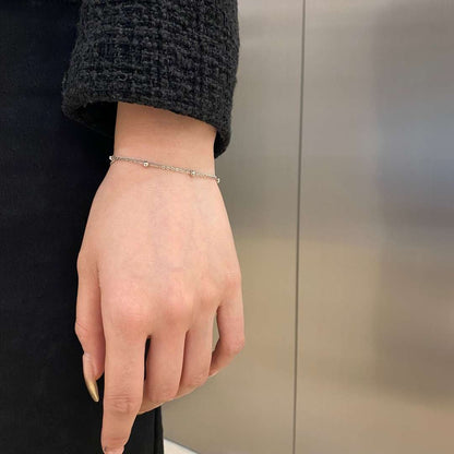 [Clara Jewels]Delicate Bead Double Layer Bracelet