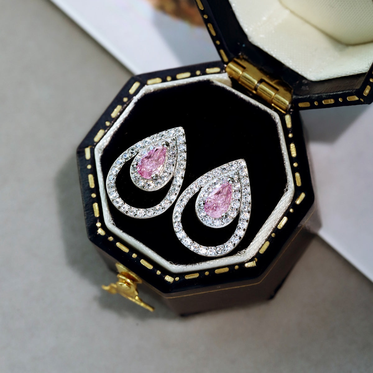 [Clara Jewels]Sparkling Delicate Water Drop Shape Daily Earrings