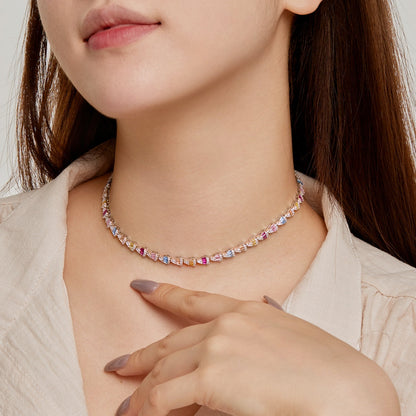 [Clara Jewels]Radiant Colorful Rainbow Necklace