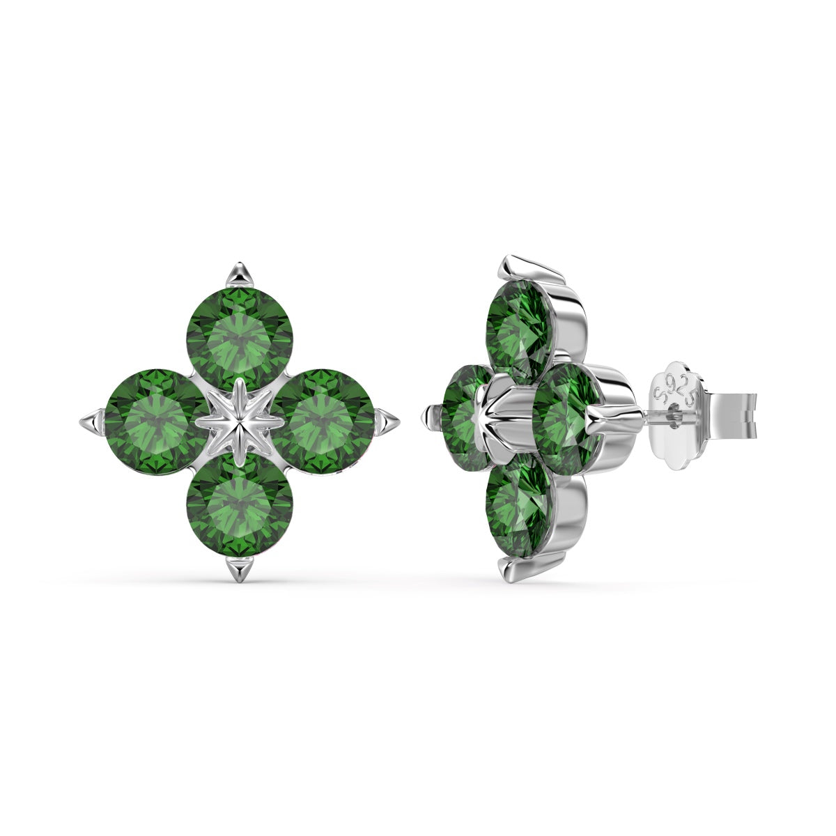 [Clara Jewels]Four-Leaf Clover Eight-Pointed Star Earrings