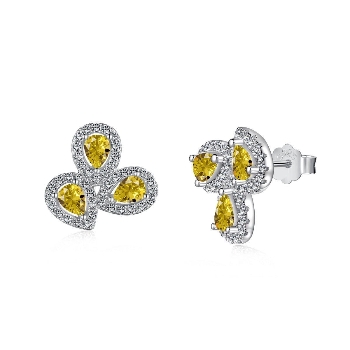 [Clara Jewels]Ornate Flower Shape Pear Cut Lover Earrings