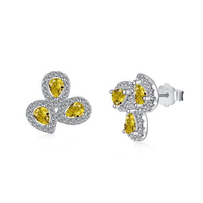 [Clara Jewels]Ornate Flower Shape Pear Cut Lover Earrings