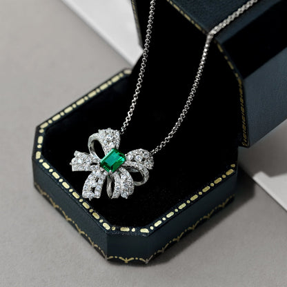 [Clara Jewels]Luxurious Flower Shape Emerald Cut Necklace