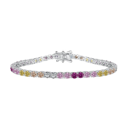 [Clara Jewels]Radiant Colorful Round Cut Tennis Bracelet