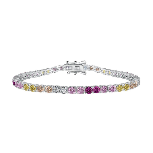[Clara Jewels]Radiant Colorful Round Cut Tennis Bracelet