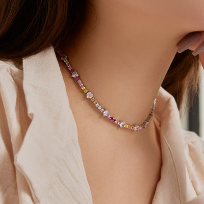 [Clara Jewels]Delicate Colorful Rainbow Tennis Chain