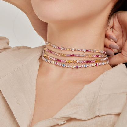 [Clara Jewels]Delicate Colorful Rainbow Tennis Chain