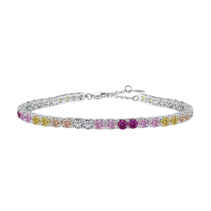 [Clara Jewels]Radiant Colorful Round Cut Tennis Bracelet