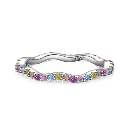 [Clara Jewels]Dainty Colorful Round Cut Party Ring