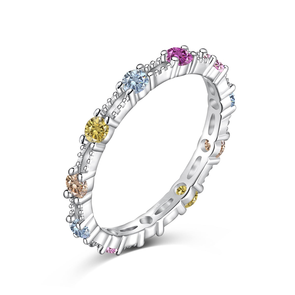 [Clara Jewels]Sparkling Colorful Round Cut Tennis Ring