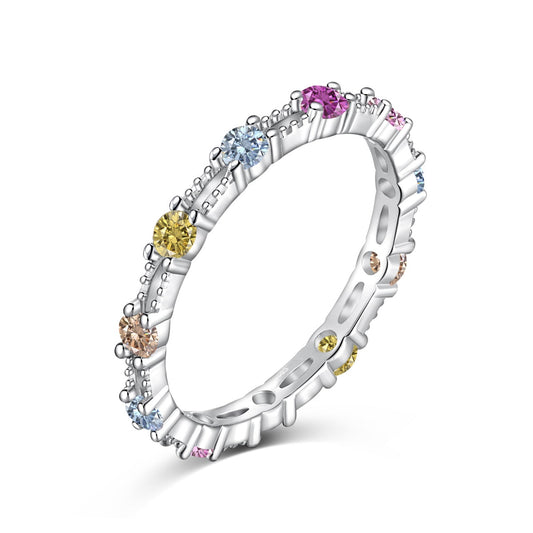 [Clara Jewels]Sparkling Colorful Round Cut Tennis Ring