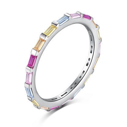 [Clara Jewels]Exquisite Multicolored Emerald Cut Daily Ring