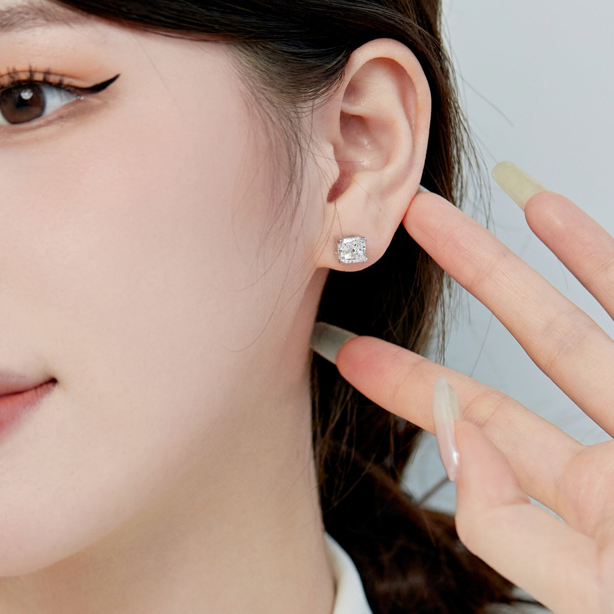 [Clara Jewels]1.0 Carat Radiant Princess Cut Wedding Earrings